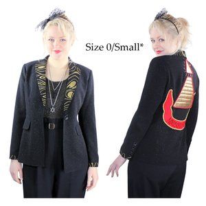 Desperately Seeking 80s Pyramid Style Size 0/Small* Black Glitter Susan Jacket